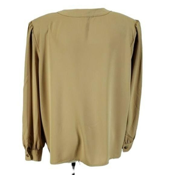 Worthington Women's Tan Ornate Button Down Long Sleeve Business Office Blouse 18 - Picture 4 of 6